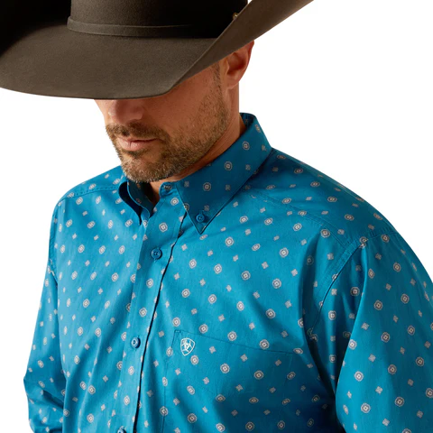 Ariat Mens Paxton L/S Shirt (10053869) Teal - Image 3