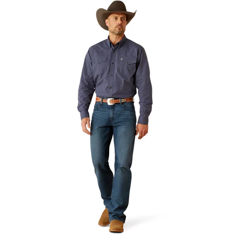Ariat Mens Relentless Pursuit L/S Snap Shirt (10053938) Navy - Image 6