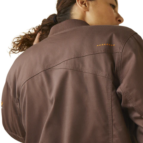 Ariat Womens Rebar Duracanvas Bomber Jacket (10046382) Peppercorn [GD] - Image 3