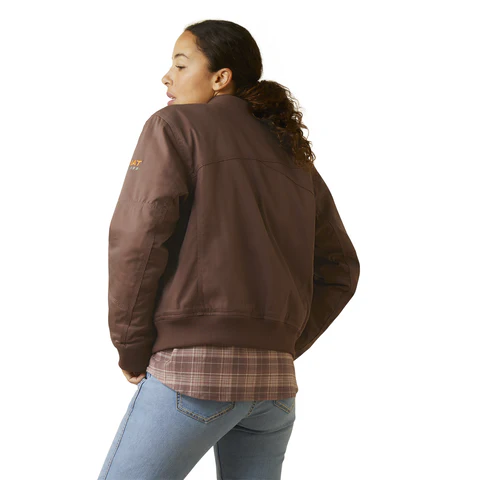 Ariat Womens Rebar Duracanvas Bomber Jacket (10046382) Peppercorn [GD] - Image 6