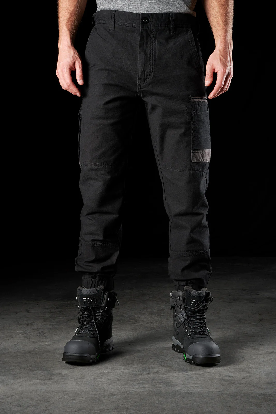 FXD Mens WP-4 Stretch Cuffed Work Pants (FX01616003) Black - Image 3