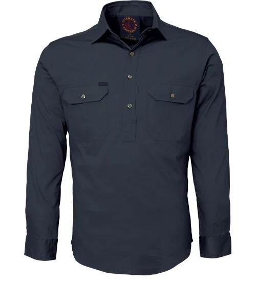 Ritemate Mens Closed Front Heavy Weight L/S Work Shirt (RM100CF) Bottle - Image 3