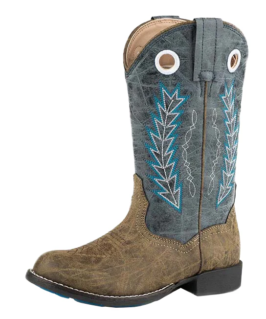 Roper Childrens Hole in the Wall Western Boots (18222001) Brown/Blue - Image 8