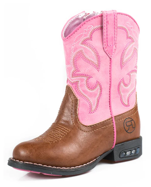 Roper Toddler Lightning Western Boots (17201234) Tan/Pink - Image 4