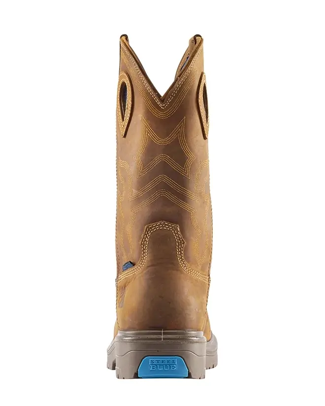 Steel Blue Mens Blue Heeler Safety Square Toe Western Boots (813945) Distressed Brown - Image 5